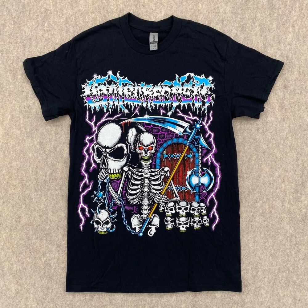 Gatecreeper Chrome Skull Death Metal Band T-Shirt Gildan Heavy Cotton Black S